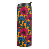 Rode papaver en blauwe cornbloemen thermosbeker (Gedraaid links)