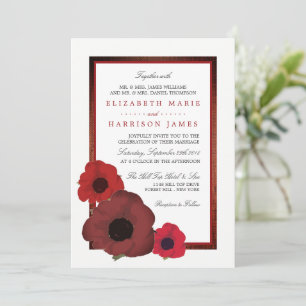 Rode papaver en Burlap Wedding Kaart