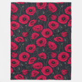 Rode papaver fleece deken (Voorkant)
