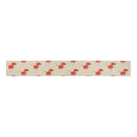 Rode papaver grosgrain lint (Voorkant)