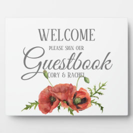  rode papaver Guestbook Tabletop Plaque Fotoplaat