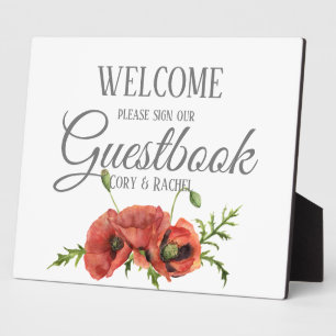 rode papaver Guestbook Tabletop Plaque Fotoplaat