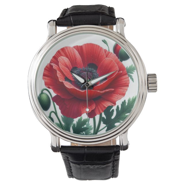 rode papaver horloge (Voorkant)
