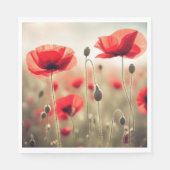 Rode papaver in een veld servet (Voorkant)
