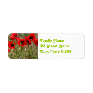 Rode papaver in Polen Etiket