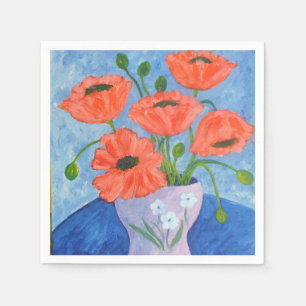Rode papaver in vase Napkins Servet