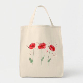 Rode papaver in Waterverven Tote Bag