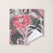 Rode papaver. Kleurige bloemdruk. Bad Handdoek (Wasdoekje)