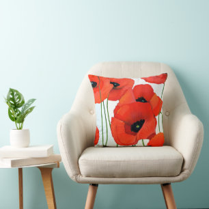 Rode papaver kussen