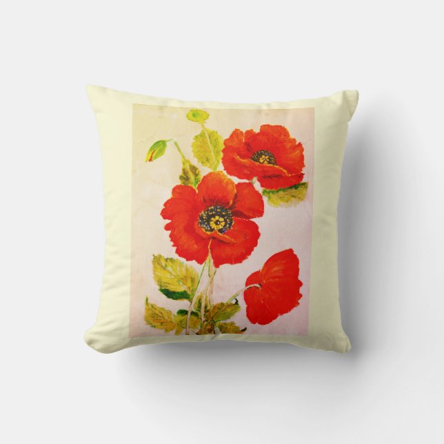 Rode papaver kussen (Voorkant)
