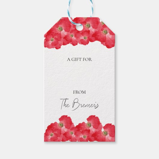 Rode papaver Labels Cadeaulabel (Voorkant)