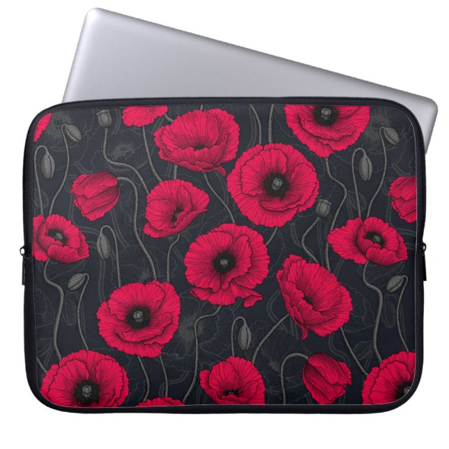 Rode papaver laptop sleeve (Voorkant)