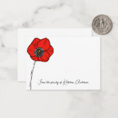 Rode papaver, Memorial Notitiekaartje (Voorkant / Achterkant in situ)