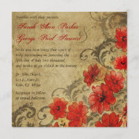 Rode papaver met bloeit Vintage bruiloft