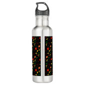 Rode papaver met een zwart patroon waterfles (Achterkant)