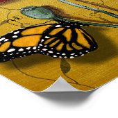 Rode papaver met gele vlinders poster (Hoek)