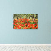 Rode papaver onder oude olijfbomen canvas afdruk (Insitu (Houten vloer))
