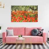 Rode papaver onder oude olijfbomen canvas afdruk (Insitu (Woonkamer))