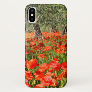 Rode papaver onder oude olijfbomen iPhone x hoesje