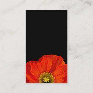 Rode papaver op het zwarte Visitekaartje van Flora