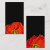 Rode papaver op het zwarte Visitekaartje van Flora (Voorkant / Achterkant)