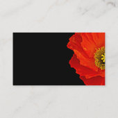 Rode papaver op het zwarte Visitekaartje van Flora (Achterkant)