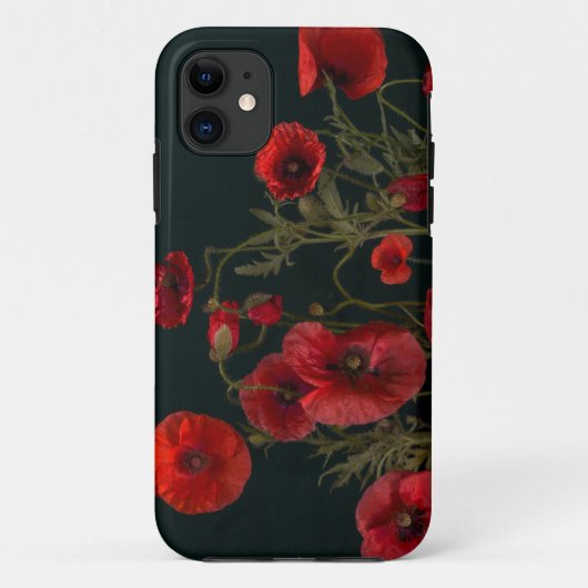 Rode papaver op zwart Case-Mate iPhone case (Achterkant)