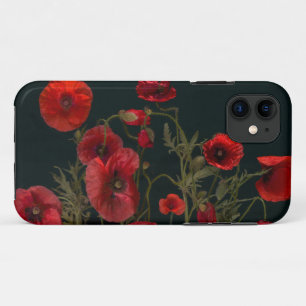 Rode papaver op zwart iPhone 11 hoesje