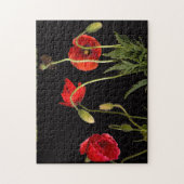 Rode papaver op zwart legpuzzel (Verticaal)