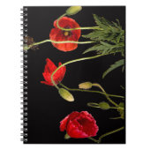 Rode papaver op zwart notitieboek (Voorkant)