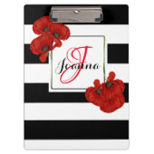 Rode papaver op zwarte & witte achtergrond klembord (Voorkant)