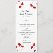 Rode papaver Papaver Bloemen Waterverf Bruiloft Vo Menu (Voorkant)