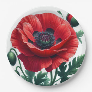 rode papaver papieren bordje
