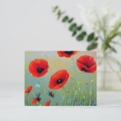 Rode papaver Planten Briefkaart (Staand voorkant)