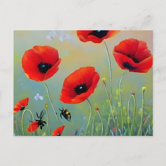 Rode papaver Planten Briefkaart (Voorkant)