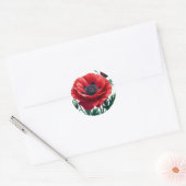 rode papaver ronde sticker (Envelop)