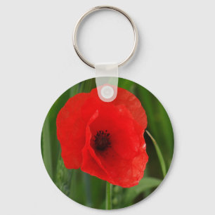 Rode papaver sleutelhanger