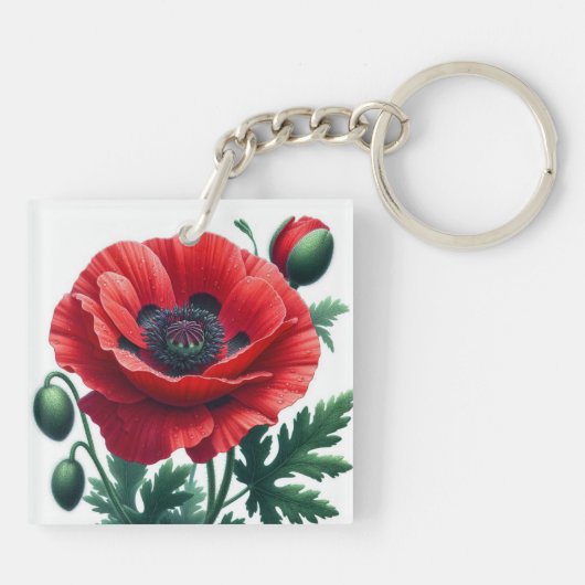 rode papaver sleutelhanger (Achterkant)