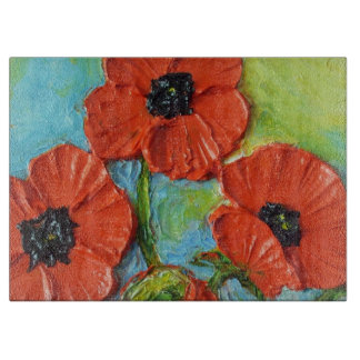 Rode papaver snijplank