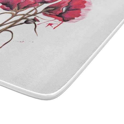 Rode papaver snijplank (Hoek)