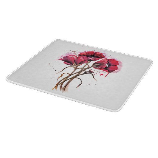 Rode papaver snijplank (Hoek)