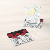 Rode papaver vierkante kartonnen onderzetter (Insitu)