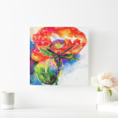 Rode Papaver Vierkante Klok (Huis)