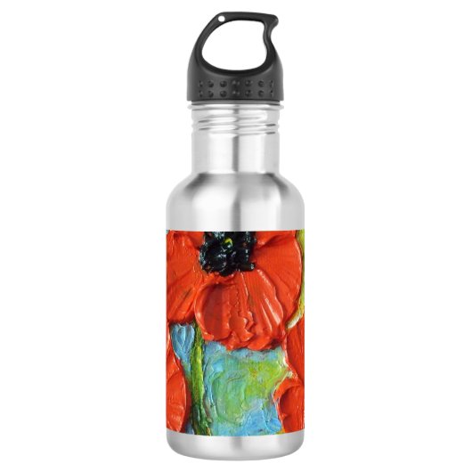 Rode papaver waterfles (Voorkant)