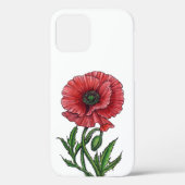 Rode papaver, waterverf en inkt Case-Mate iPhone case (Achterkant)