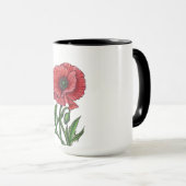 Rode papaver, waterverf en inkt mok (Voorkant rechts)