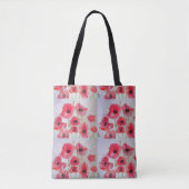 Rode papaver Waterverf Grocery Canvas tas (Voorkant)