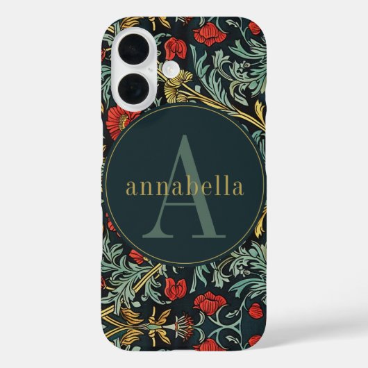 rode papaver William Morris Monogram Case-Mate iPhone Case (Achterkant)