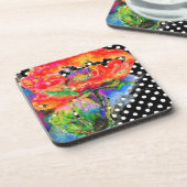 Rode papaver — witte polka-stippen drankjes onderzetter (Linkerzijde)