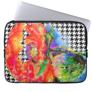 Rode papaver - zwart-witte haardetails laptop sleeve